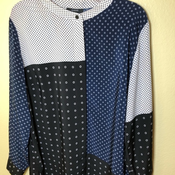 Alfani long sleeve Polka Print Tunic Top Blouse, Colorblock size XL - Picture 3 of 9